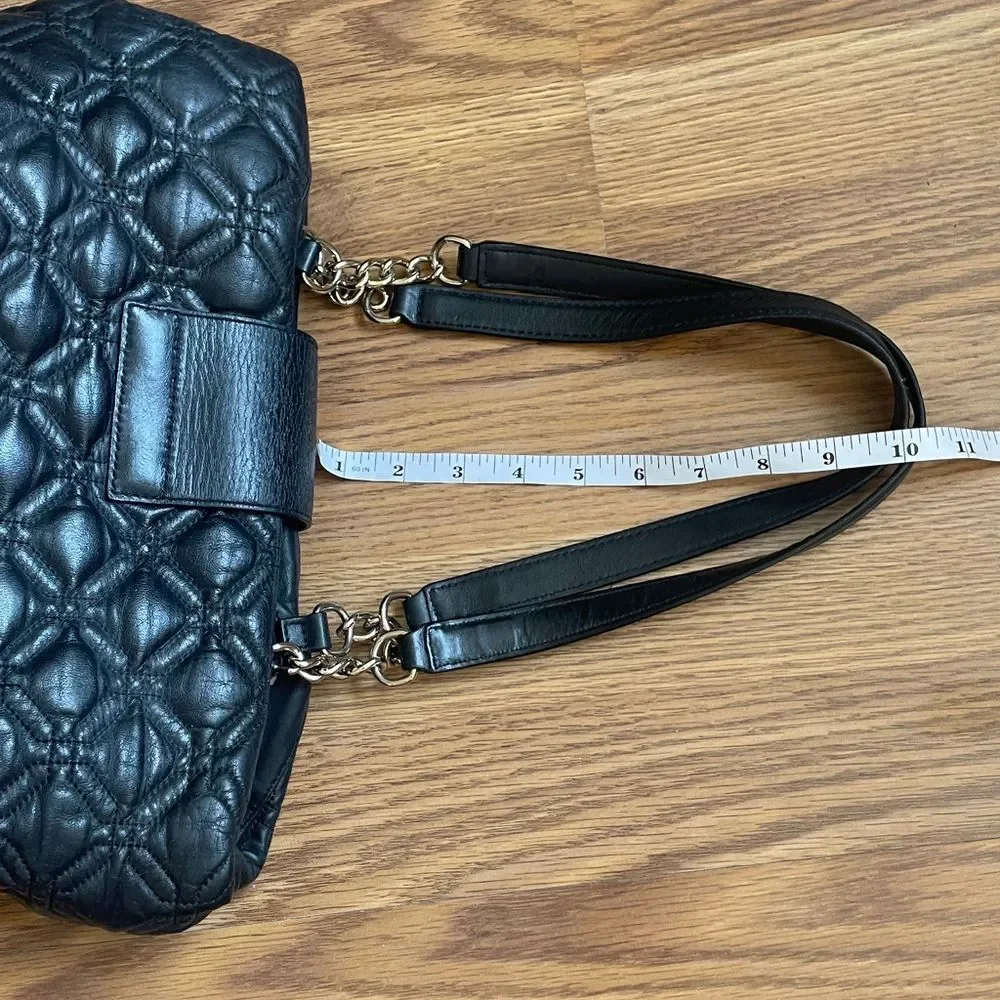 Kate Spade Elena Astor Court Black Quilted Leather Chain Shoulder Tote Bag